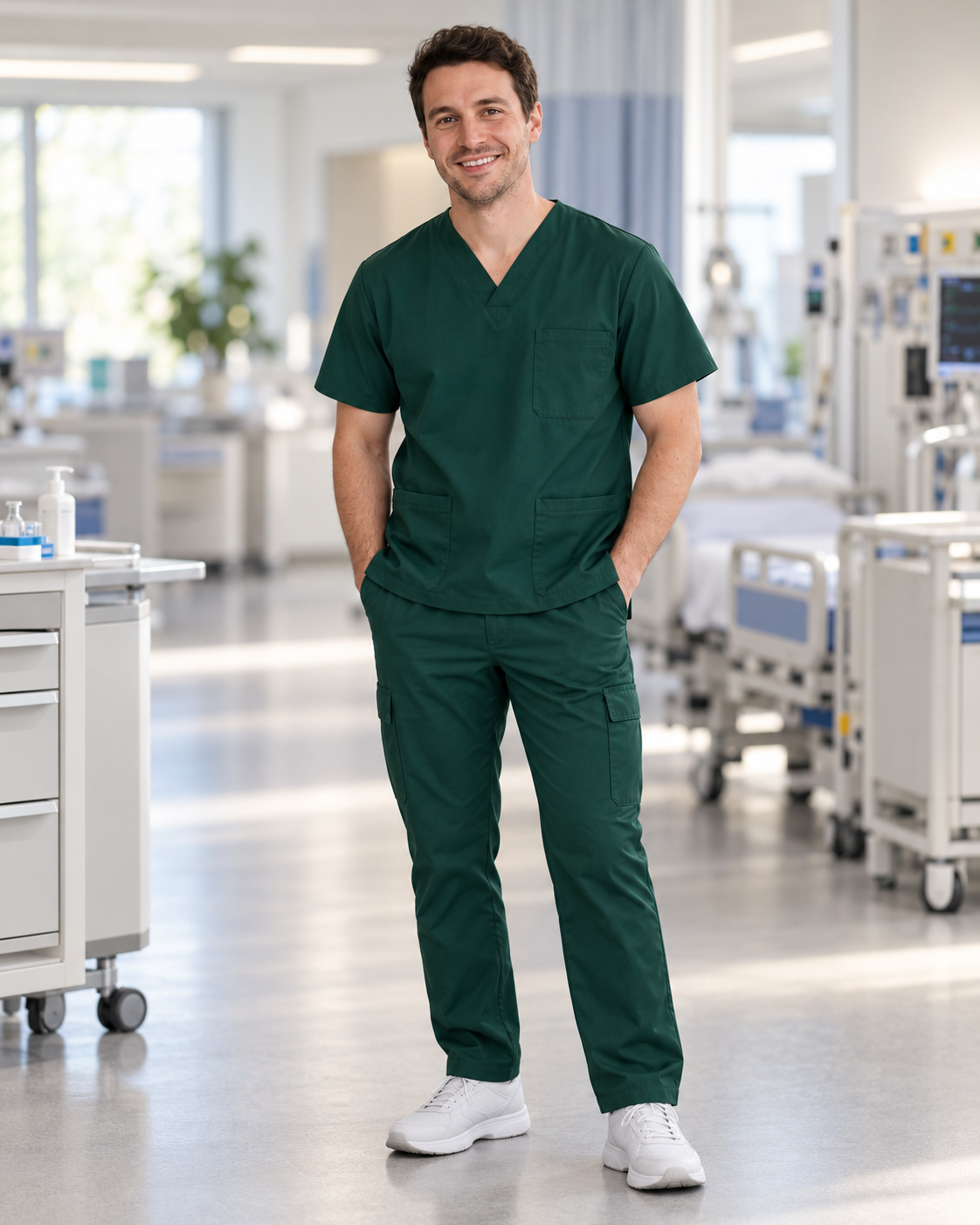 Bata profissional verde-escura Modelo 05